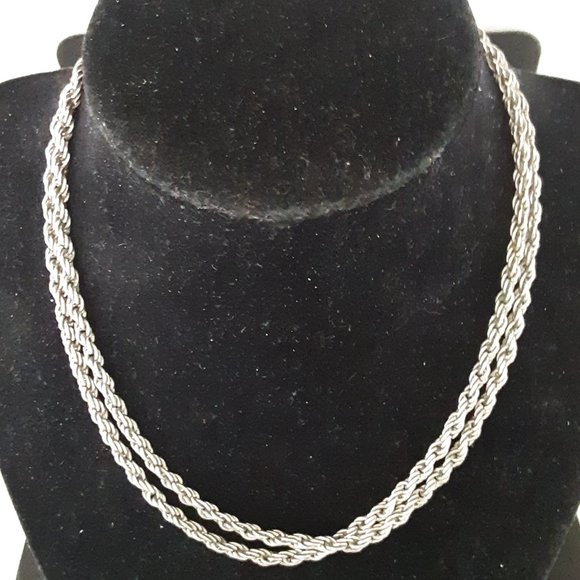 Silver Tone Rope Chain Necklace - Picture 1 of 7